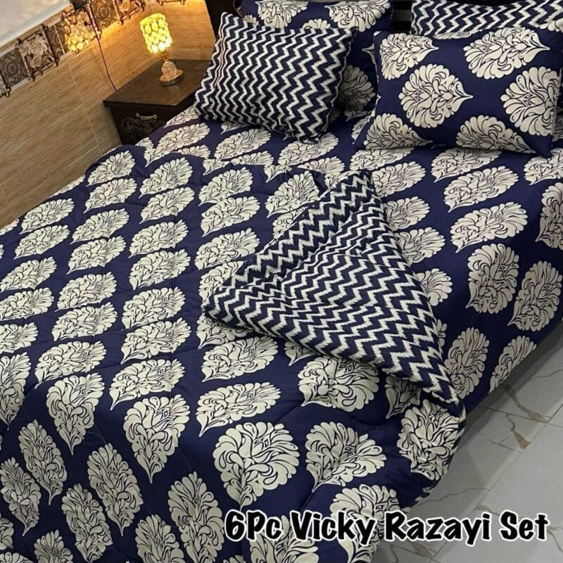 6 pcs Winter Vicky Razai Set | Winter Comforter Set (Soft Thick Comforter)