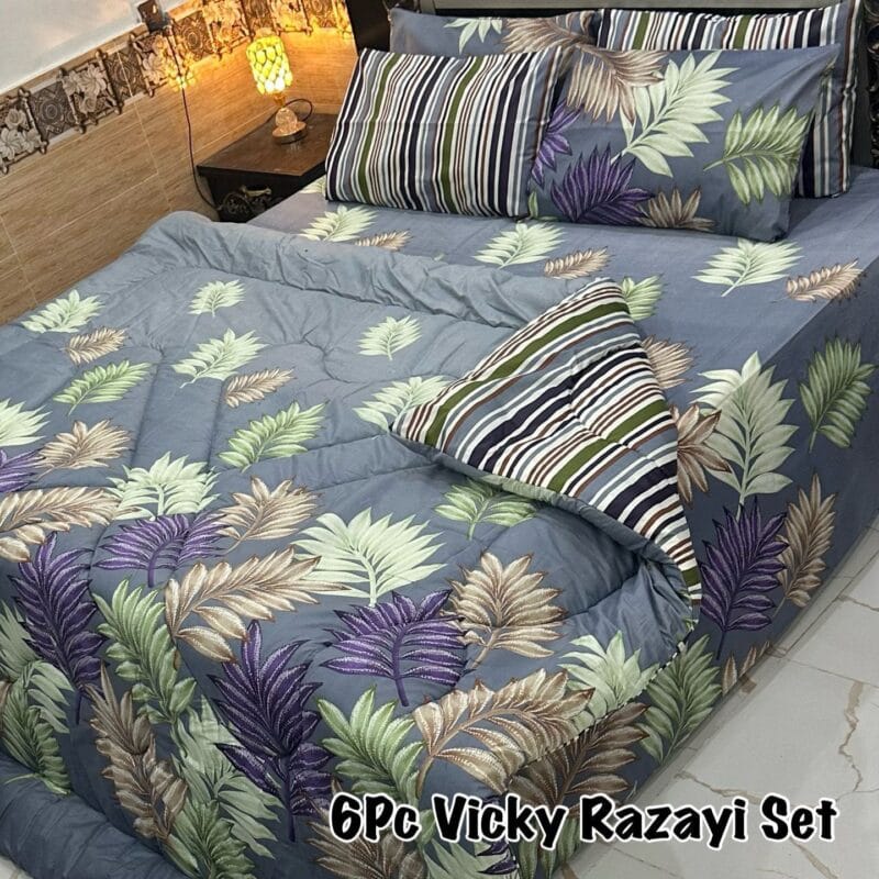 6 pcs Winter Vicky Razai Set | Winter Comforter Set (Soft Thick Comforter)