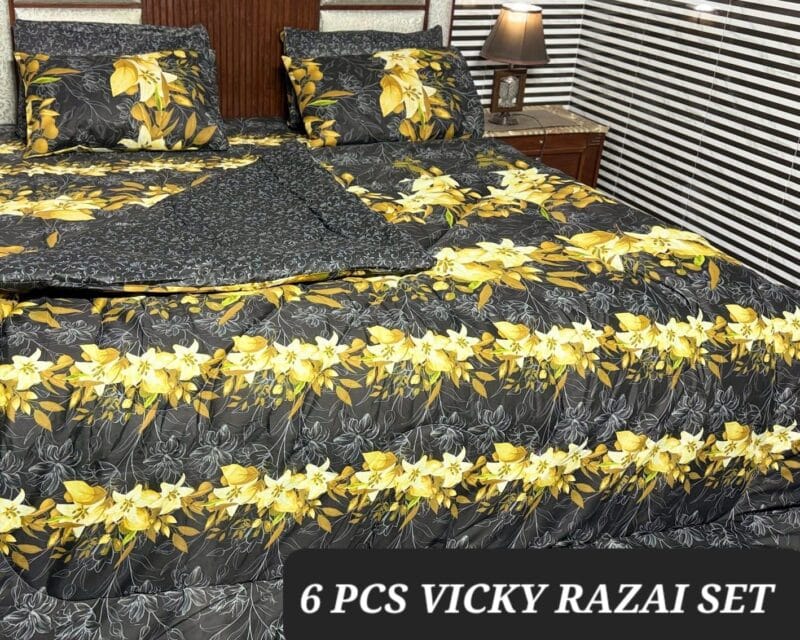 6 pcs Winter Vicky Razai Set | Winter Comforter Set (Soft Thick Comforter)