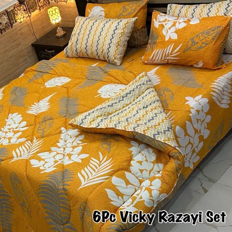 6 pcs Winter Vicky Razai Set | Winter Comforter Set (Soft Thick Comforter)