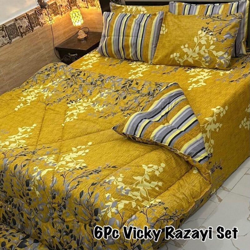 6 pcs Winter Vicky Razai Set | Winter Comforter Set (Soft Thick Comforter)
