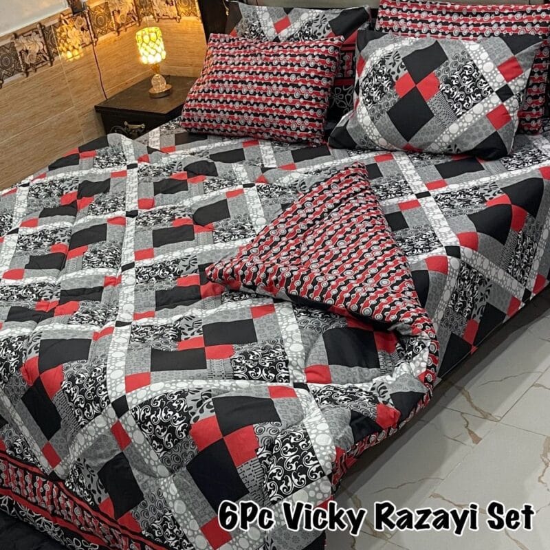 6 pcs Winter Vicky Razai Set | Winter Comforter Set (Soft Thick Comforter)