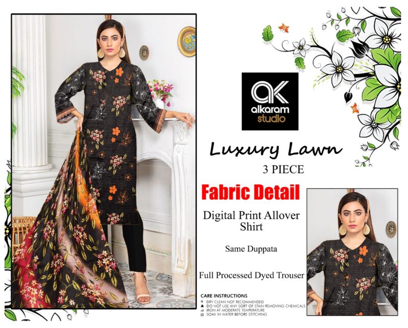 3 Piece Unstitched Printed Lawn Suit