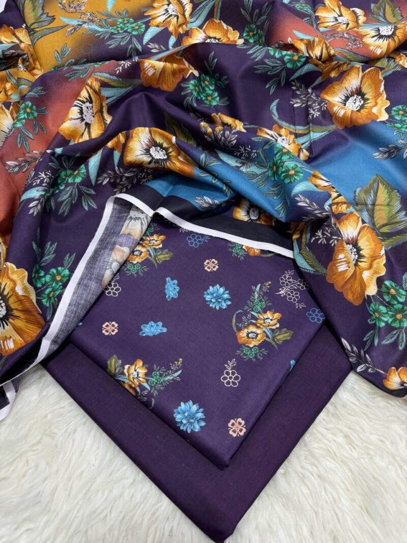 3 Piece Unstitched Printed Lawn Suit