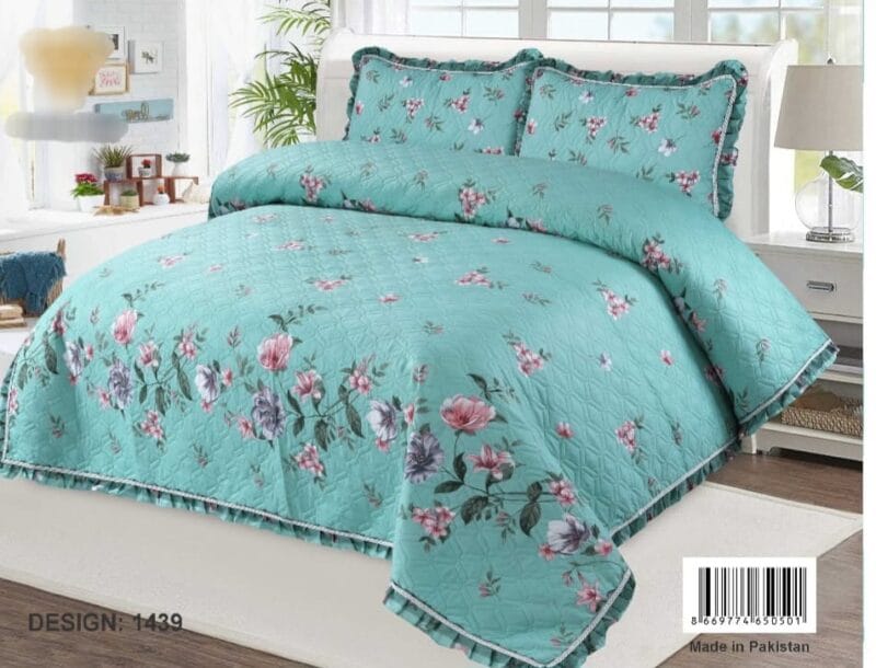Fancy Frilled Bed Spread Set-3Pcs