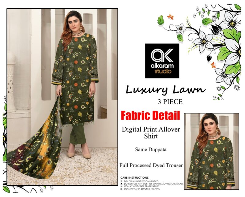 3 Piece Unstitched Printed Lawn Suit