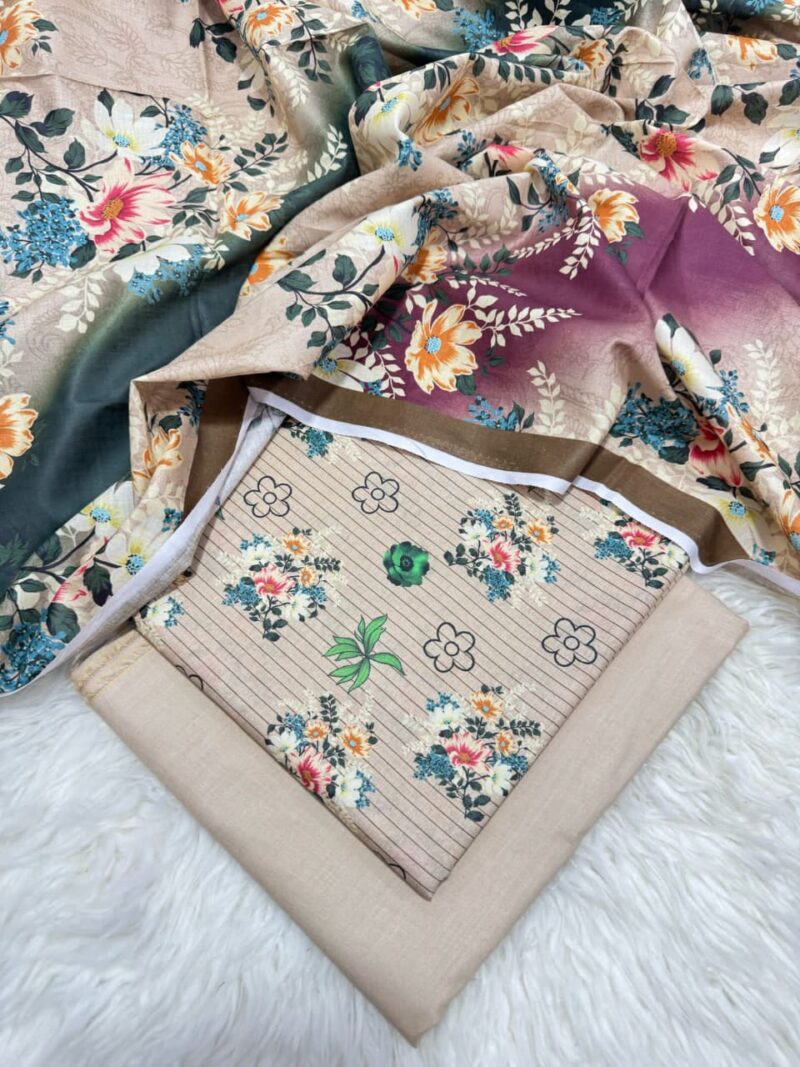 3 Piece Unstitched Printed Lawn Suit