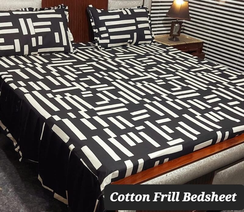 3 Piece Stitched 2 Sided Frill Bed Sheets | Elegant and Luxurious
