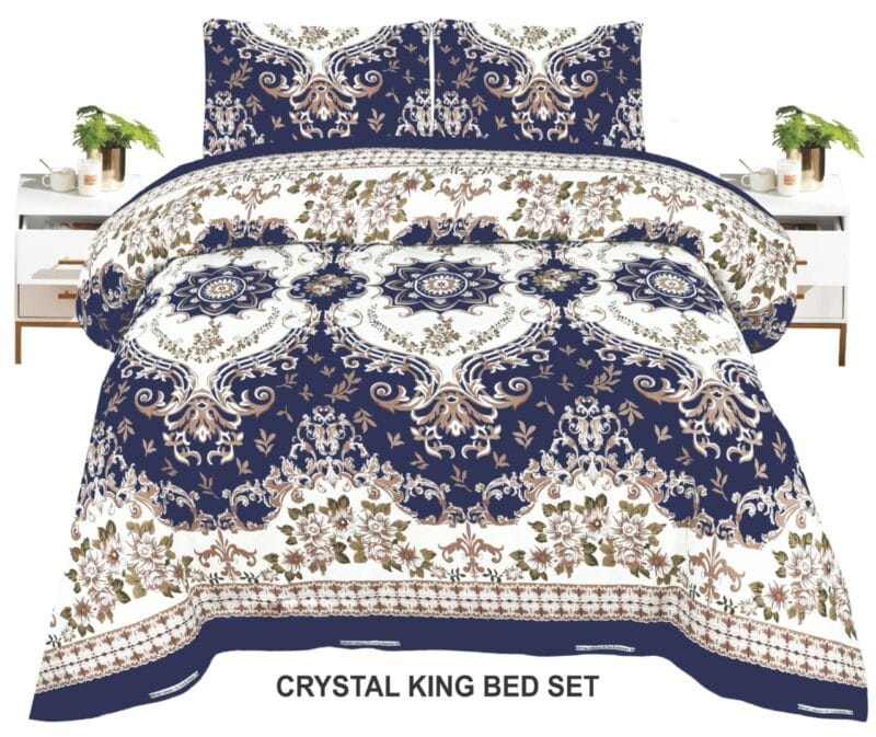 Crystal King Size Bed Sheet Set-3Pcs