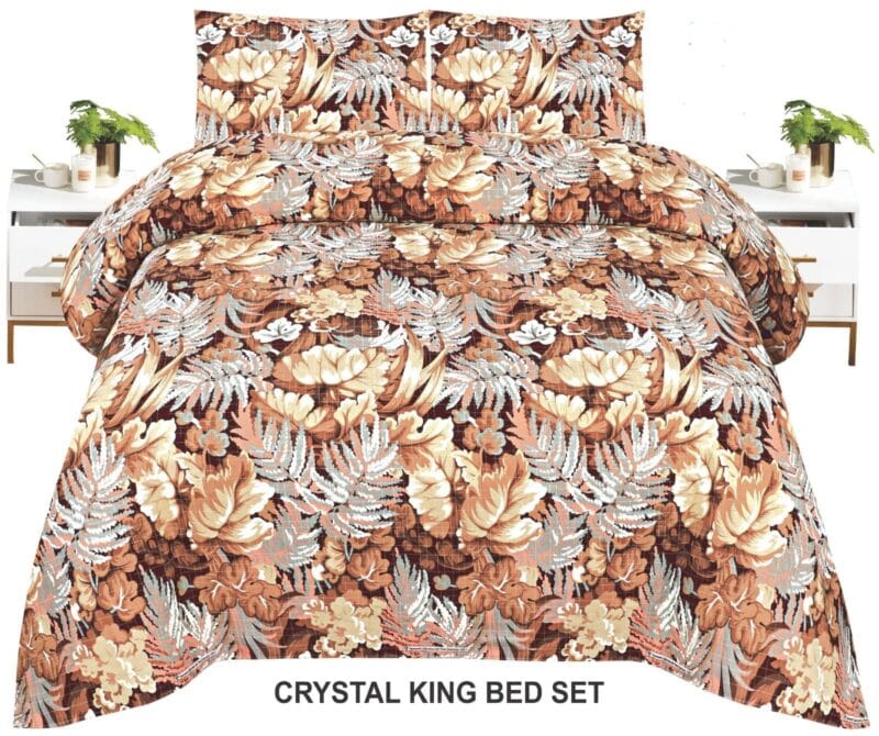Crystal King Size Bed Sheet Set-3Pcs