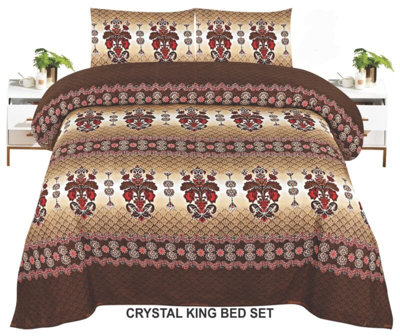 Crystal King Size Bed Sheet Set-3Pcs