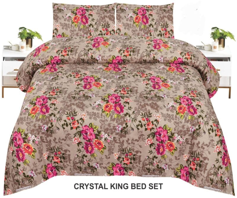 Crystal King Size Bed Sheet Set-3Pcs