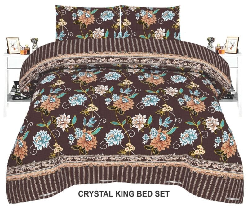 Crystal King Size Bed Sheet Set-3Pcs