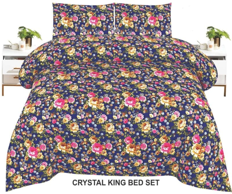 Crystal King Size Bed Sheet Set-3Pcs