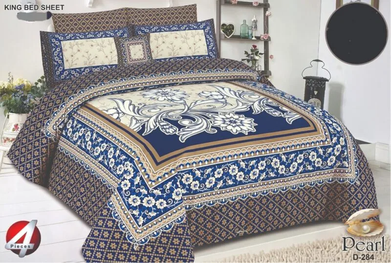 4Pcs Cotton Printed Bedsheet Set