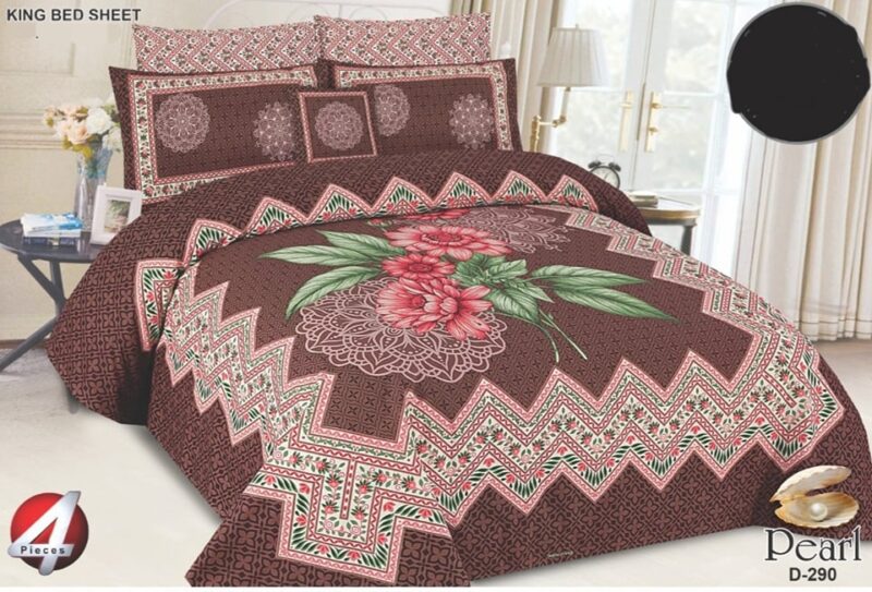 4Pcs Cotton Printed Bedsheet Set